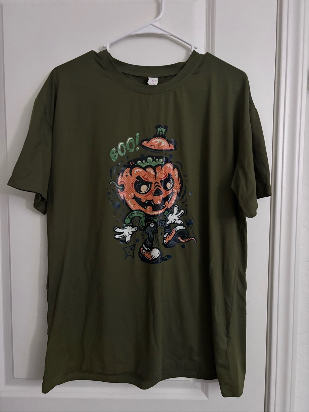 ROMWE Olive Pumpkin Graphic Short Sleeve Tee